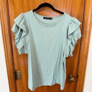 Mint Ruffle Sleeve Tee